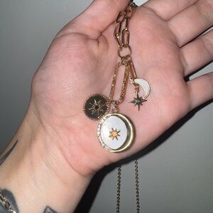 Gold Celestial Moon & Star Pendant Necklace